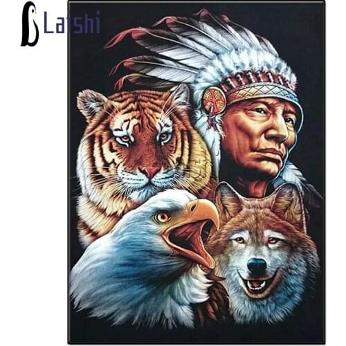 5d Full Diamond Embroidery Characters Diamond Painting Indians And Eagles Lion tiger Cross Stitch Handmade Furniture Hobby Gifts