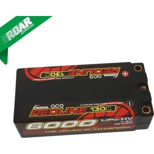Gens ace Redline Series 4000mAh/5800mAh/6000mAh/6600mah/8200m 7.6V 130C 2S HardCase HV Lipo Battery Pack with Hardcase & T plug