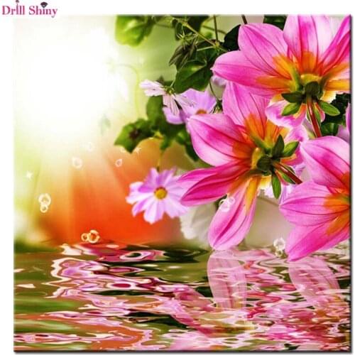 Embroidery Handicraft Full 5D Diy Diamond Painting Cross Stitch Flower Lily Water Shadow Diamond Embroidery Mosaic home decor