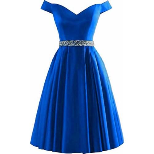 Off The Shoulder Satin Skirt For Women A-Line Sequinde Waist Patch Sweetheart Homecoming Dresses With Button