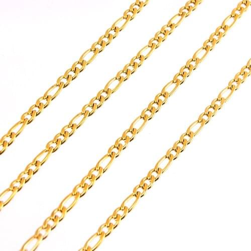 DIY necklace for Women Sell in meter Stainless Steel Figaro Long Chain silver Gold color curb Link Chain Necklace High Quality