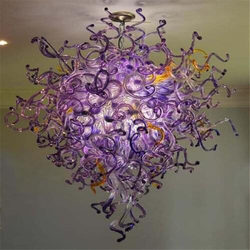 GIRBAN Living Room Decoration Chandeliers Tulip Lamp Round Purple Hanging Glass Hanging Lamps Italian Murano Glass Chandelier