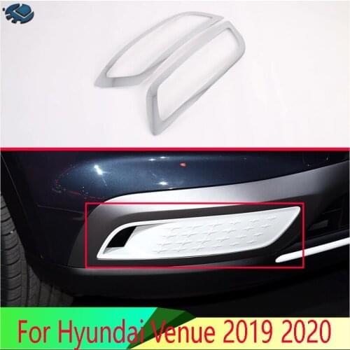 For Hyundai Venue 2019 2020 Car Accessories ABS Chrome Front Fog Light Lamp Cover Trim Molding Bezel Garnish Sticker