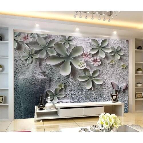 Beibehang Custom photo wallpaper mural European floral embossed TV background wall resin flower embossed decorative painting