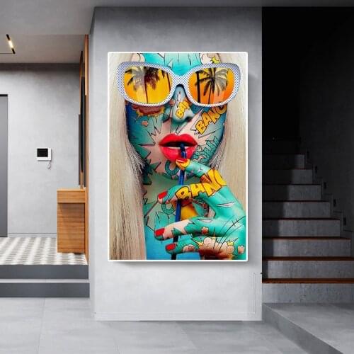 Abstract Graffiti Art Girls Canvas Painting Colorful Woman Art Posters and Prints Wall Picture for Living Room Home Decoration