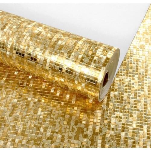 Classic Luxury Gold Silver Foil Wallpaper Waterproof Living Room Bedroom Ceiling Striped Lattice Golden Glitter Wall Papers Roll