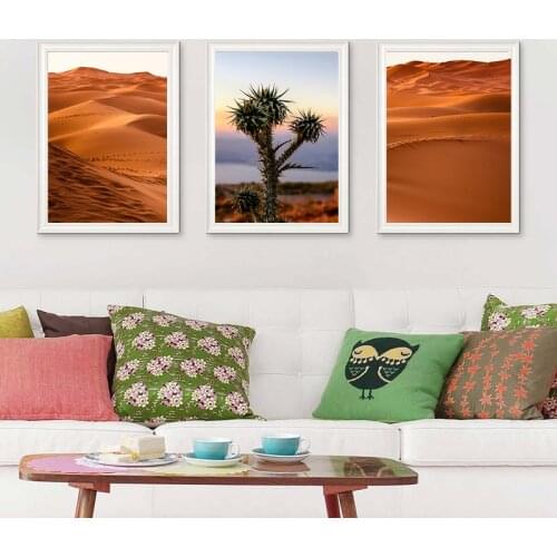 3 Pieces Landscape Scenery Desert Tree Wall Posters And Prints Wall Picture For Living Room Wall Art Canvas Painting Unframed