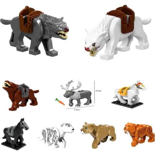 Creator Building Block Lord Rings Locking Wolf Tiger Leopard Shark Bear Animal Bricks Educational Toys Gift For Children