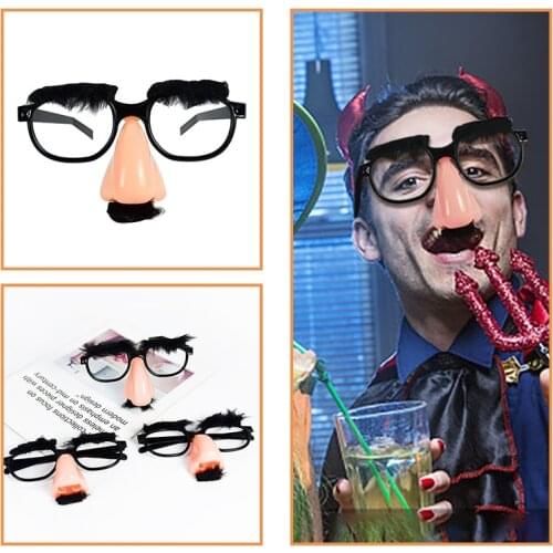 Lovely Funny Foolish Nerd Halloween Black Old Man Glasses Eyebrow Nose with Mustache Prop Kids Adult Cosplay Costume Party Decor