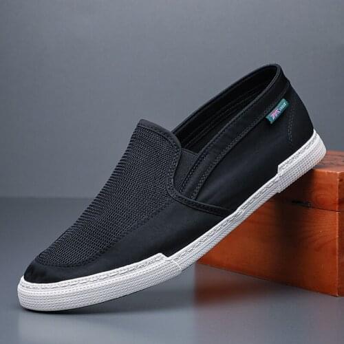 Summer Mens Canvas Vulcanize Shoes British Fashion Men Designer Loafers Breathable Sewing Mesh Cool Flats BD21251
