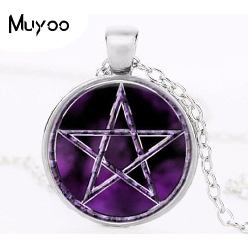 2016 fashion Bestselling Purple Pentagram Wicca witchcraft japan pendant necklace jewelry hidden charm necklaces