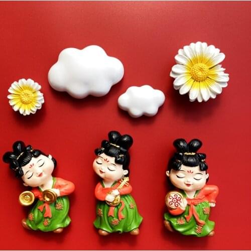 Fridge Magnet Collection Magnetic Refrigerator Paste Sticky Chinese Style Tang Dynasty Lady 3D Sticker Home Decoration