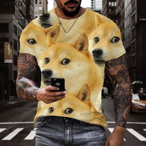 KYKU Brand Dog T shirt Men Animal Shirt Print Lovely Tshirts Casual Home Tshirt Printed Mens Clothing Punk Rock Fashion