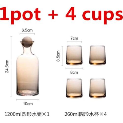 Japanese Water Cup Pot Set Handmade Colorful Household Whisky Wine Cup Thick Bottom Ion Plating Water Juice Cup 5pcs Set