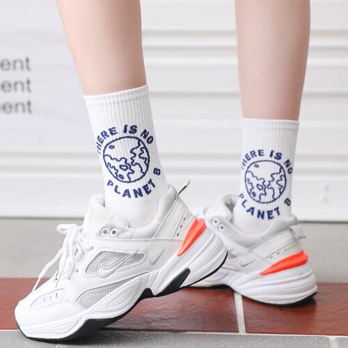 Socks White Women Kawaii Cute Summer Thin Cartoon Graffiti Ladies Socks Fashion Breathable Black Student Long Socks for Girls
