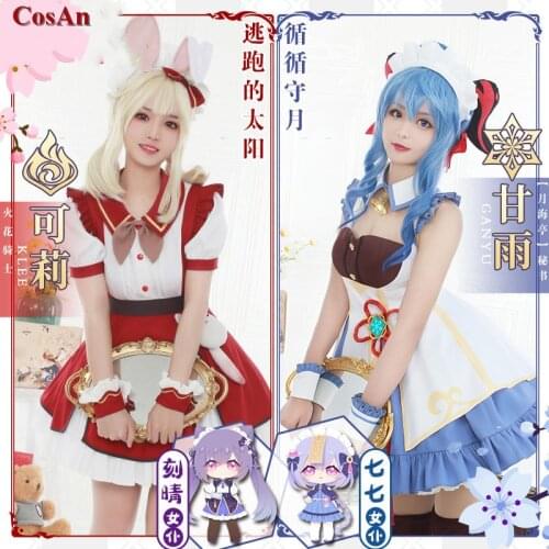 New Game Genshin Impact Ganyu/Klee/Keqing/Qiqi Cosplay Costume Lovely Miad Outfit Female Activity Party Role Play Clothing S-XL