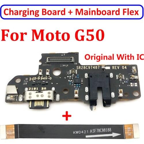 New Original USB Charging Port Dock Charger Plug For Motorola Moto G50 With Microphone Main FPC Display Connect Mainboard Flex