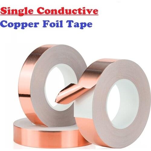 25Meters Width 3~50MM Single Conductive Adhesive Tape EMI Shielding Copper Foil Tape Heat Insulation Shield Copper Strip T0.05mm