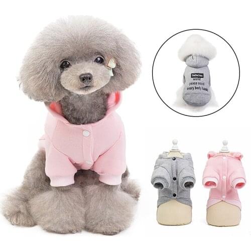 Dog Coats Thick Hoodies Soft Cotton Winter Warm Wear Clothes With Pocket For Small Dogs French Bulldog Hoodies Chihuahua Navidad