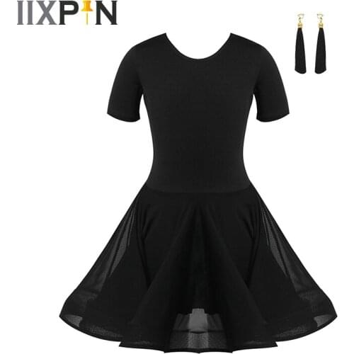 3Pcs Children Latin Dance Dress Kids Girls Rumba Samba Tango Salsa Dress Ballet Ballroom Dancewear With Shorts Tassel Accessory