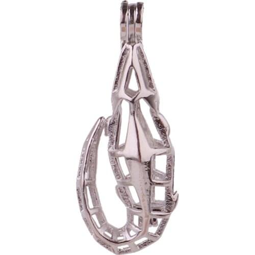 5pcs Dull Silver copper shark ocean animals can be opened Bead Pearl Cage Pendant Locket Fairytale Party Essential Oil Diffuser