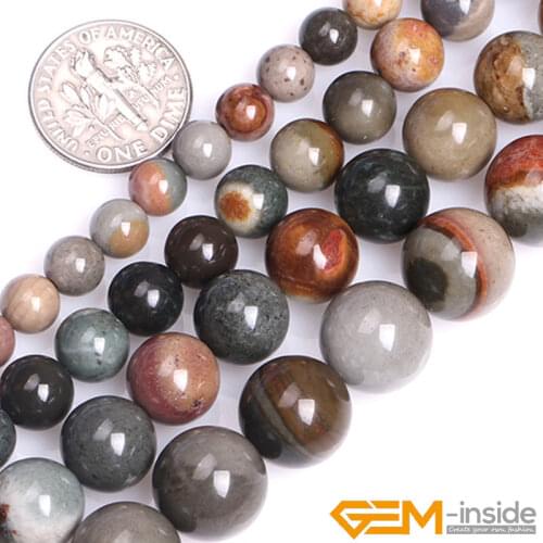6 8 10 12mm Natural Stone Polychrome Jaspers Semi Precious Bead For Jewelry Making Strand 15 inch DIY Jewelry Beads For Bracelet