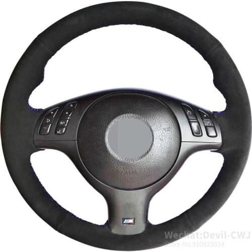 DIY Hand-stitch Black Alcantara Soft Suede Car Steering Wheel Cover for BMW E39 E46 330i 540i 530i 525i 330Ci M3 2001-2003