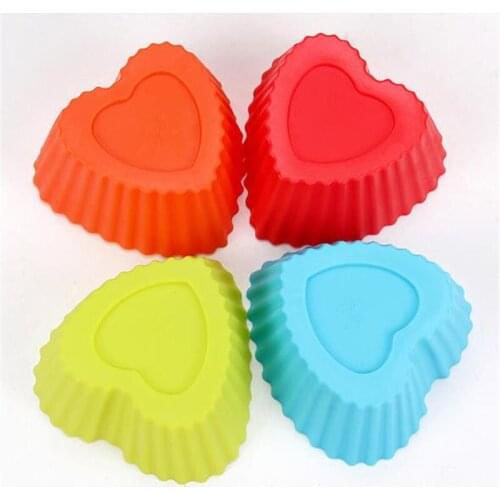 6Pcs/Set Candy Colors Dessert Muffin Cup Cake Silicone Baking Molds For DIY Sweet Heart Ice Cream/Jello/Cake/Chocolate