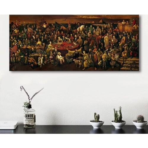 HDARTISAN Modern Canvas Art Discussing the Divine Comedy with Dante Oil Painting Wall Pictures For Living Room Home Decor Print