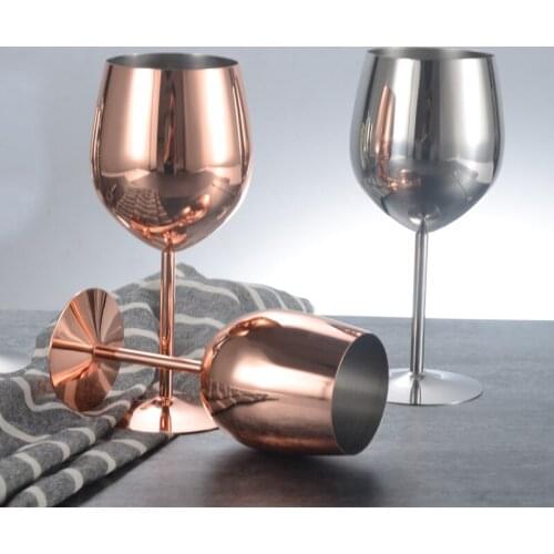 Unique exquisite stainless steel Rose Gold goblet Creative metal big capacity decoration silver wine cup