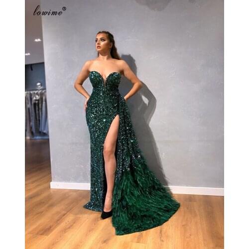 Plus Size Gark Green Cocktail Dresses 2020 Strapless Feathers Prom Dresses Party Backless Evening Gowns вечернее платье Robe