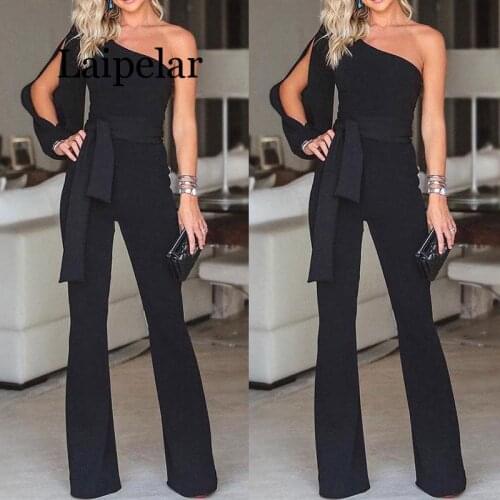 Laipelar Jumpsuits for women fashion Womens rompers Party Club wear Playsuit Jumpsuit Wide Leg One Shoulder Long Trousers Pants