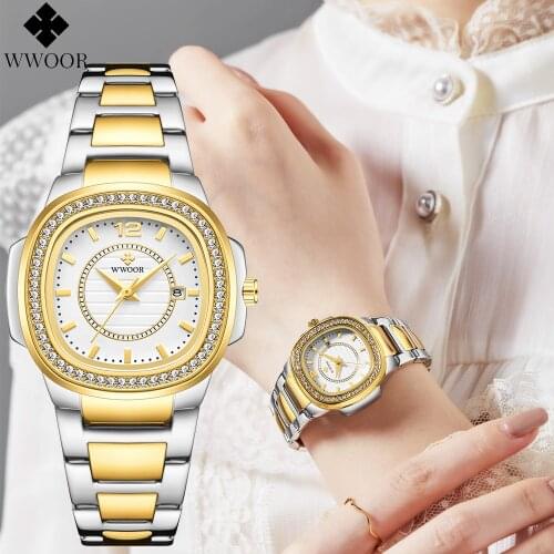2021 Women Watches Diamond Elegant All Wrist Watches WWOOR Top Brand Luxury Waterproof Dress Ladies Watch Clock Relogio Feminino