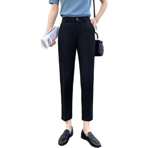 New Women Casual Harem Pants Fashion Loose Ankle-length Trousers Female High Waist Elastic Black Camel Beige Spring Summer