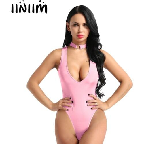 Womens Bodycon See Through Crotchless Sheer Sexy Lingerie Open Crotch Clubwear High Cut Leotard Bodysuit Mini Bodystocking