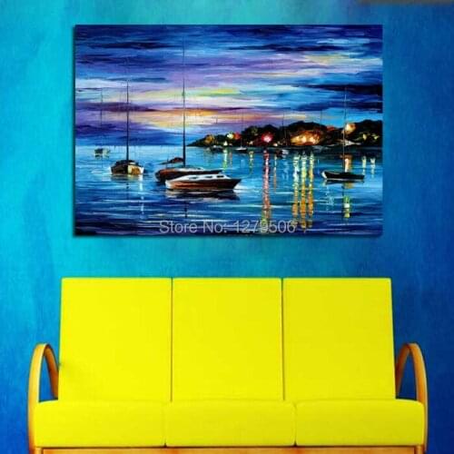 100%Handpainted Abstract Quiet Little Bay Knife Thick Oil Painting On Canvas Wall Picture For Home Decor As Best Gift