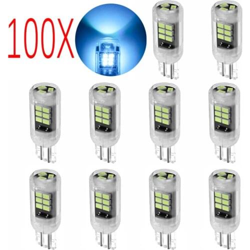 100Pc T10 W5W LED Lights Transparent Shell Car LED Bulb Canbus Side Parking Stop Signal Lamp 12V Dome Light License Plate Diode