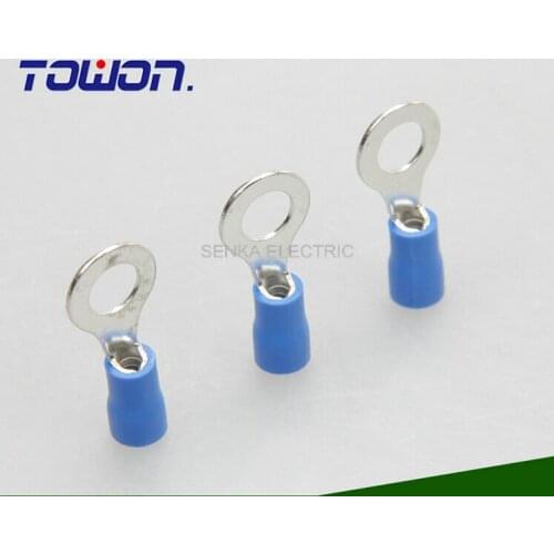 1000pcs RV2-5L #10 pre-insulating ring type terminal AWG16-14 1.5-2.5MM2 insulated copper lug connector