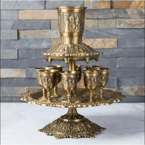 12PCS/set antique gold embossed carved zinc alloy metal wine set drinkware tableware drinks decanter bar wine set set JJ032