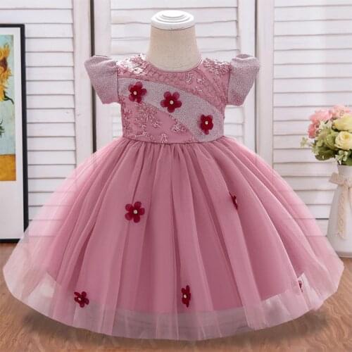 2021 Flower Dress Christening First Birthday Dress For Baby Girl Princess Dress Party And Wedding Dresses Girls Clothes 0-10Y