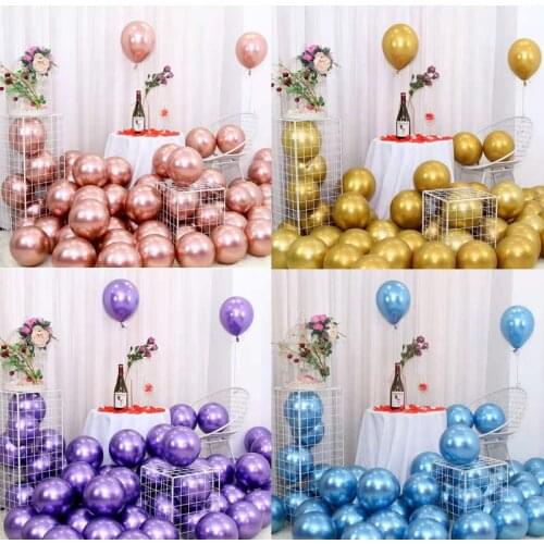 30pcs New Chrome Metallic Latex Balloons Thick Metal Inflatable Helium Air Balloon Wedding Anniversary Birthday Party Decor Ball