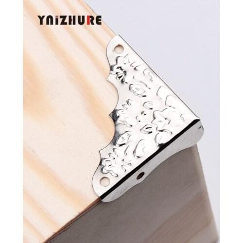 4Pcs 37mm Decorative Silver Iron Jewelry Chest Wine Gift Box Wood wooden packaging hardware Table protection corner With screw