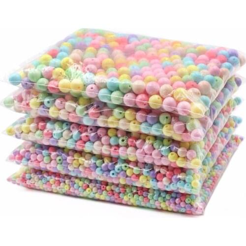 80-1000PCS Round beads 6-14MM acrylic plastic beads diy handmade fashion jewelry accessories children pet clothing loose beads