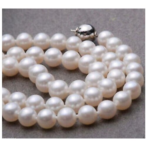 AAA+ 9-10MM PERFECT WHITE ROUND SOUTH SEA PEARL NECKLACE 18" 14k