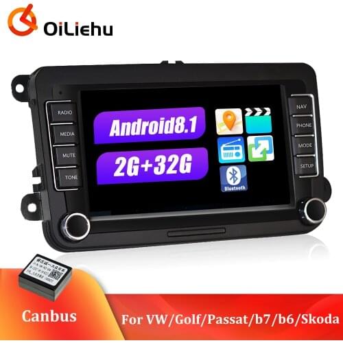 OiLiehu 2 Din Android 8.1 Car Radio GPS Multimedia Player For Skoda/Seat/Volkswagen/VW/Passat b7/Golf 5 6/Touran/Passat B6/Polo