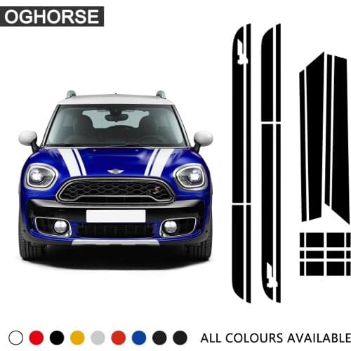 Car Hood Stripes Trunk Bonnet Rear Body Kit Decor Door Side Stripe Skirt Sticker For Mini Cooper All4 Countryman F60 Accessories