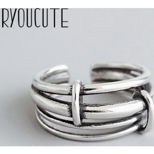 Bijoux 2020 Simple Style Silver Color Hollow Chains Rings For Women Gifts Large Adjustable Finger Rings