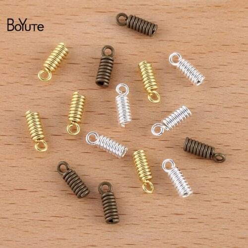 BoYuTe (200 Pieces/Lot) Fit 1.5MM 2MM Rope 3*8MM Metal Brass Spring Rope Clasps Diy Handmade Jewelry Accessories Parts