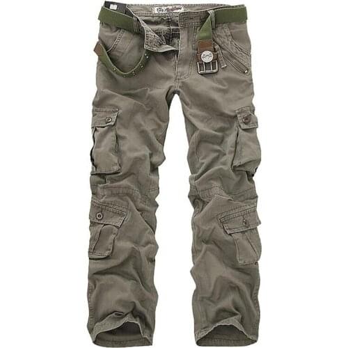 Fashion Multi-Pocket Solid Mens Cargo Pants High Quality Casual Men Trousers Size 28-40 Overalls Trousers
