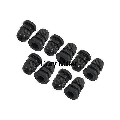 Black Plastic PG9 Waterproof Cable Glands Joints